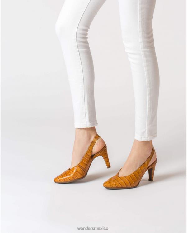 Wonders zapato conac sin espalda efecto cocodrilo calzado mujer 022RR415