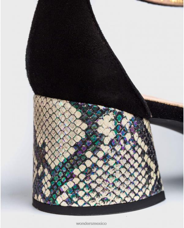 Wonders zapato tacón negro/off con pulsera al tobillo calzado mujer 022RR434